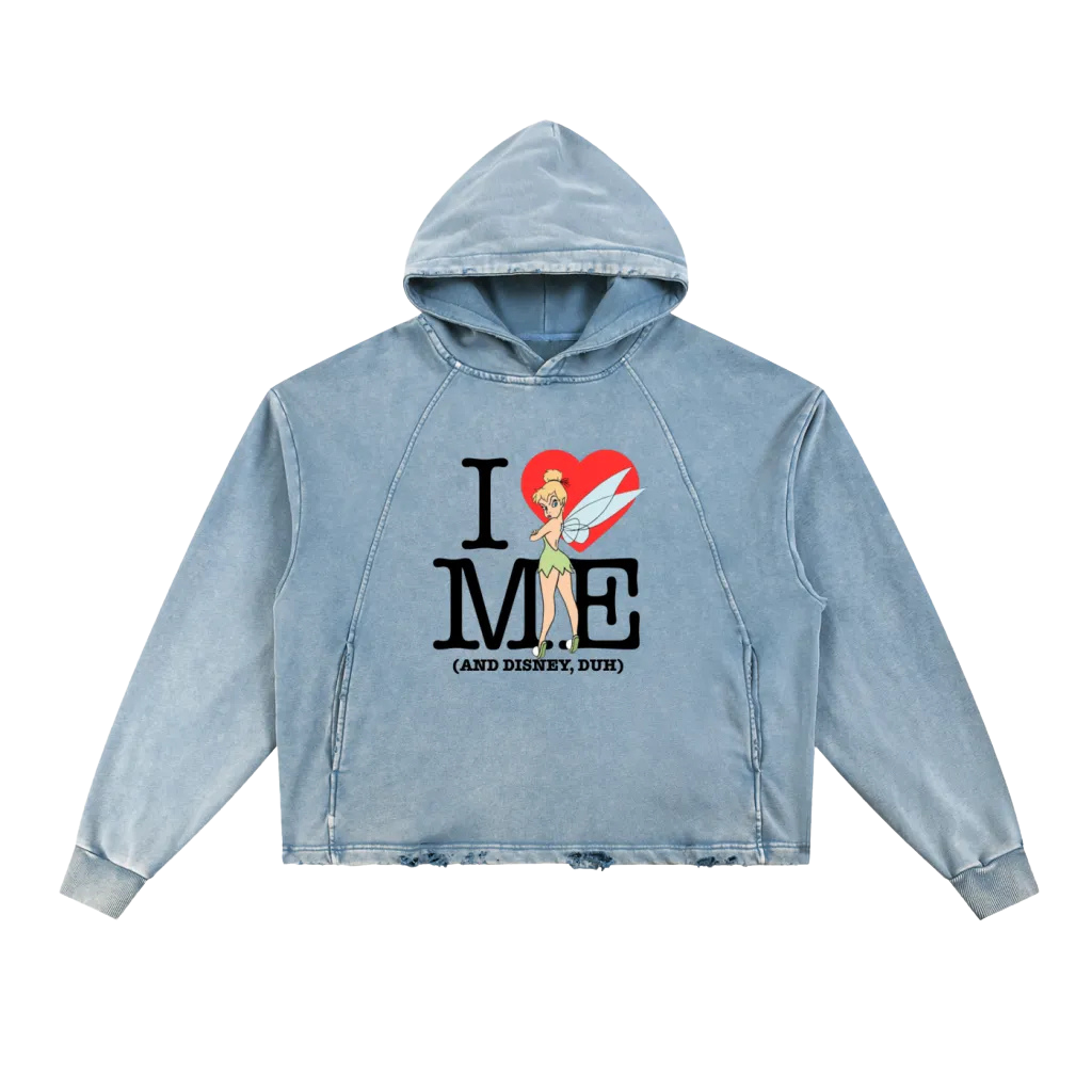 I Love Me Vintage Washed Frayed-Hem Hoodie